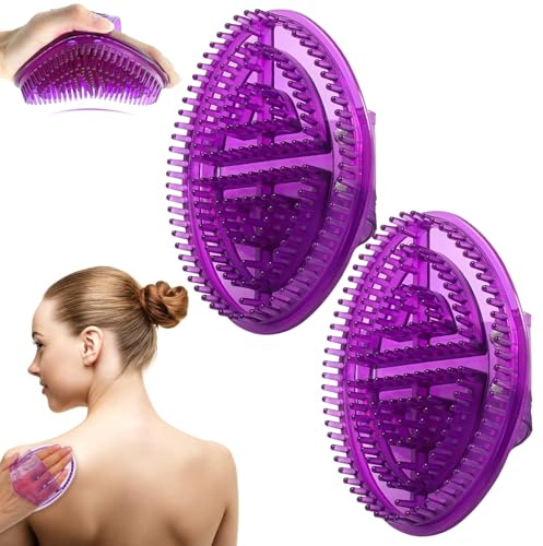 2 Stück lila Körperbürste, Trockenbürste & Lymphdrainage, Meridian-Massagebürste für Rücken, Bauch, Beine, Entlastung, Handmassagegerät für Nacken, Arme, Muskeln, tragbares, ergonomisches Design