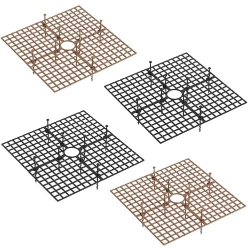 MoSundi Rejilla para macetas de 19/30 cm, 4 unidades, protector de plantas de plástico para cubierta de suelo, compatible con uso en interiores y exteriores, color marrón y negro C