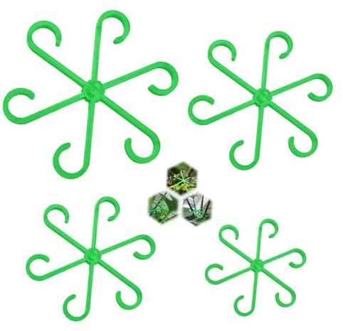 HMCEY Pack of 4 Plant Holders, Shrub Holder, Plant Support Small, Flower Holder, Reusable, Hydrangea Support, Plastic, Plant Support, Flower Support Indoor Plants for Roses, Tomatoes (Green)