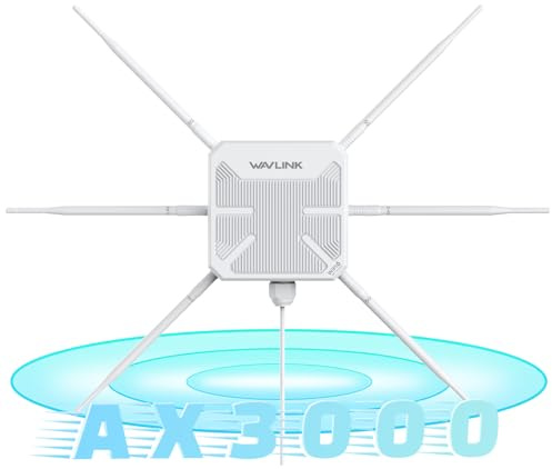 Ripetitore WiFi Esterno Potente Wavlink AX3000 WiFi 6 – Antenna 360°, Lungo Raggio, Mesh, PoE, IP67 – Ideale per Giardini, Grandi Spazi e Aree Esterne Lontane