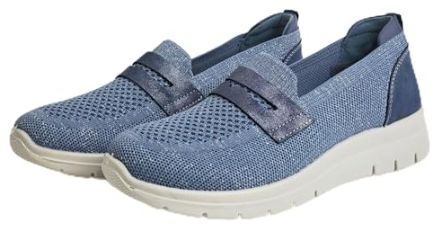 Zapatillas Deportivas Mujer Slip On Cómodas y Ligeras Sneakers Transpirables de Malla sin Cordones Calzado Casual Antideslizante para Caminar Azul 40