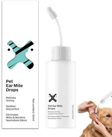 Limpiador de Oídos para Perros y Gatos (60ml), Elimina Cera, Suciedad y Mal Olor, Gotas para el Cuidado de las Orejas, Solución Otica para Mascotas, Higiene Auditiva Suave y Eficaz