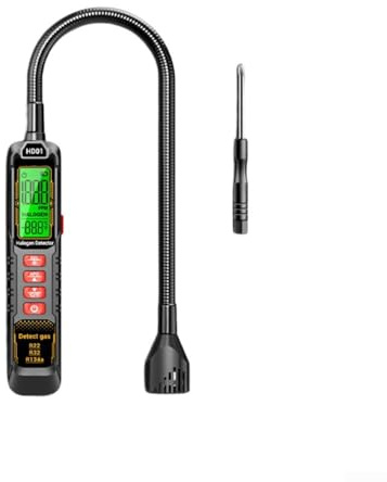 ZAMETTER Detector de fugas halógeno Analizador de gas para R22 R32 R134a Aire acondicionado y refrigerador Herramienta de prueba recargable Unidad negra()