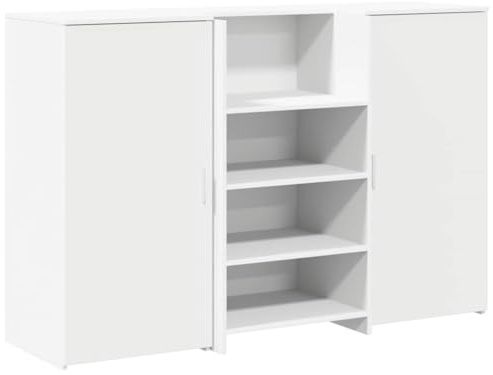 HPUYRFG Bancone per ricevimento, bianco, 155 x 50 x 103,5 cm, in legno con bancone e armadio integrati, versatile in ufficio, hotel o clinica, facile da montare