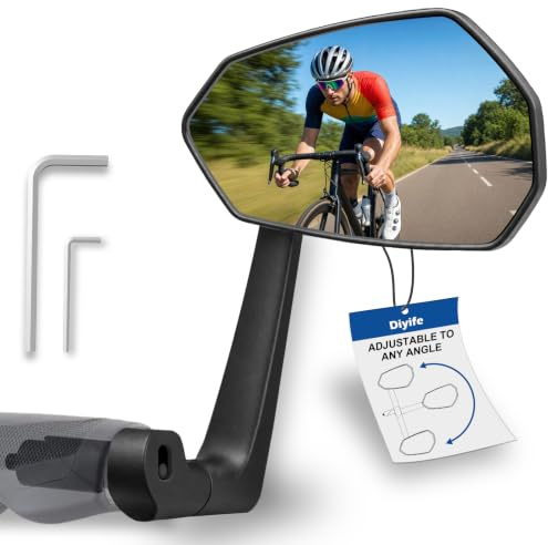 Diyife Bar End Bike Mirrors, HD Large Wide Angle,360° Adjustable,Right 1Pcs