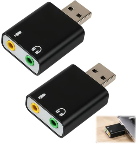 2pcs Carte Son Externe USB, Adaptateur Audio USB vers Jack 3,5 mm, Convertisseur Stéréo avec Microphone, Compatible PS4, PS5, PC, Mac, Laptop, Plug & Play