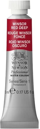 Winsor & Newton 0102725 Professional Aquarellfarbe, lebendige Wasserfarben in Künstlerqualität, hohe Farbbrillanz & Leuchtkraft, lichtecht, Archivqualität, 5ml Tube - Winsorrot dunkel