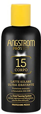 Angstrom Protect Latte Solare Corpo SPF 15, Azione Idratante e Duratura, Indicata per Pelli Sensibili, 200 ml