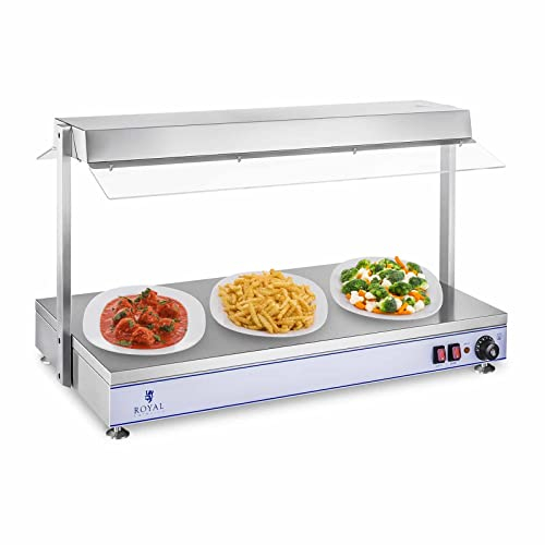 Royal Catering RCHP-100H Warmhalteplatte 1.550 W Arbeitsfläche 100 x 50 cm Edelstahl 3 Halogenlampen Bain Marie Speisenwärmer Suppenstation Wärmetheke Bain-Marie