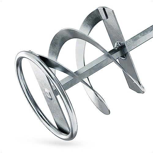 BILBAU Miscelatore per malta, vernice 40 cm, diametro 80 mm x 400 mm, filettatura HEX, miscelazione efficiente e veloce di vernice, cemento, intonaco, robusto miscelatore a spirale 600W per malta