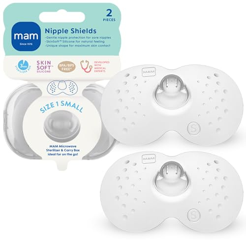 FENRIR MAM Breastfeeding Nipple Shields with Sterilizing Storage Case, Nipple Shields for Nursing Newborn, Size 1 Small 17mm, 2-C.