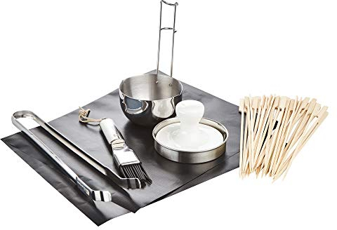 Fire Mountain Ultimate BBQ Starter Kit - BBQ Accessories, Teflon Grill Mats, Stainless Steel Tongs, Brush Set, Burger Press, Garden Barbecue Set, Outdoor Grilling Tools