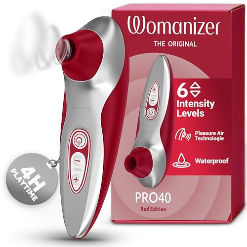 Womanizer Pro40 Klitoris Sauger Erotik Vibrator für Frauen Sex Spielzeug Dildo | Klitoris Stimulator Auflegevibrator mit 6 Intensitätsstufen | Leises Wasserdichtes Sexspielzeug für sie | Rot
