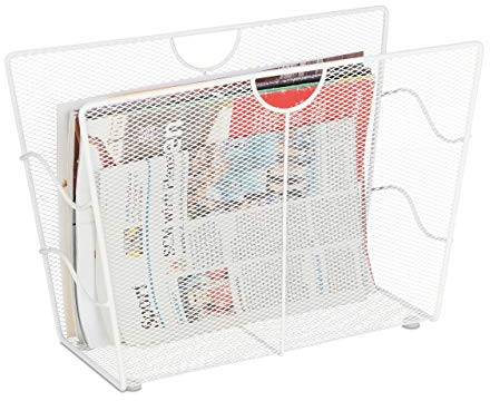 relaxdays Porte-revues en métal, Support à journaux Autonome, maillé, Salon et WC, HLP: 27 x 39 x 17 cm, Blanc