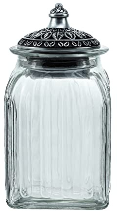 SOCOSY Barattolo per caramelle in vetro trasparente vintage con coperchio, barattolo per alimenti, barattolo per noci, portagioie, caramelle, buffet, barattoli da cucina, contenitori da 880 ml