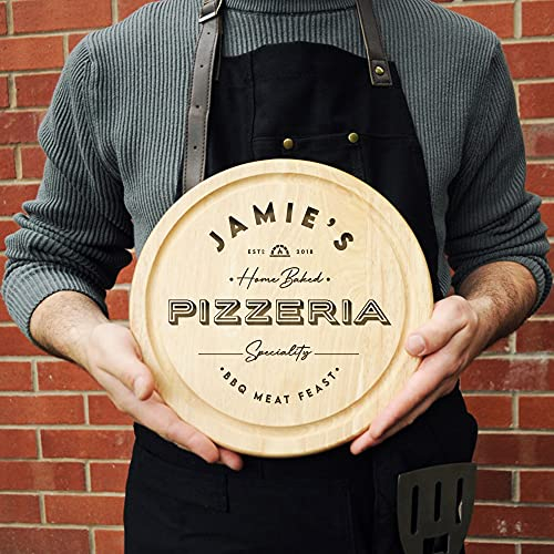 eBuyGB Personalised Wooden Pizza Board, Home Baked Pizzeria, Custom Engraved Chopping Board, 30 cm Pizza Serving Board - Birthday Present, New Home