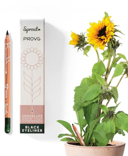 SproutWorld & PROVG Delineador de Ojos Resistente al Agua | Lápiz de Ojos Negro Plantable | Kohl/Delineador & Kajal 2-en-1 | Vegano | Con Semillas de Girasol | Regalo de Maquillaje | Caridad | Negro