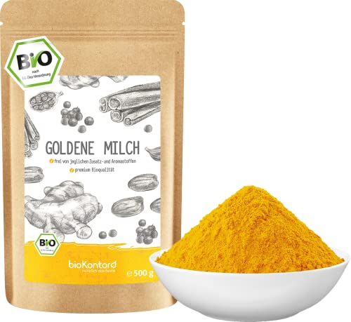 Goldene Milch Pulver BIO 500 g I 100 % natürlich | traditionell mit premium Zutaten ohne Zuckerzusatz I bio Kurkuma Latte I kontrolliert biologischer Anbau I bioKontor