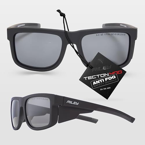 Riley Navigator Safety Glasses for Work – Anti-Fog, Anti-Scratch Eye Protection Glasses, UV Safety Sunglasses for Men, Impact Resistant, Adjustable Fit