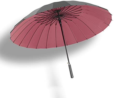 XCBVS Regenschirm Mit Geradem Griff, Großer Automatischer Stockschirm Mit 24 Rippen, Tragbarer Reiseschirm Für Männer Und Frauen, Verwendung Bei Regen Oder Sonne,Red b
