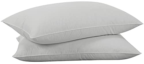 puredown Goose Feathers Down Pillows - Standard Size Bed Sleeping Hotel Collection Pillows Set of 2 with 100% Cotton Cover, Grey