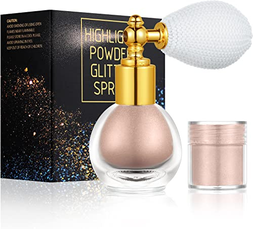 AOOWU Glitzer Spray, Glitter Spray für Face und Body, Glitzer Haarspray Make-up Sparkle Puder Kosmetik Shimmer Highlighter, Powder Glitzerspray Haare Körper Für Weihnachten Rave Party(Hell Gold)
