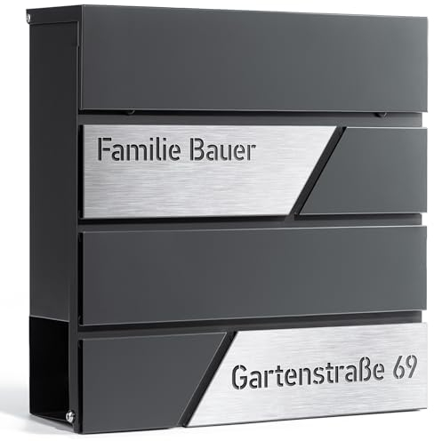 PRINTIMA Julia Gravur Briefkasten Anthrazit (RAL7016) mit Zeitungsfach: Wetterbeständigkeit, Funktion trifft auf Qualität und Stil