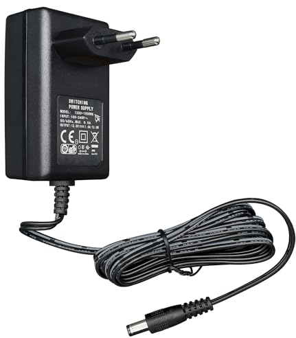 12V 1A/1000mA Netzteiladapter, AC 100-240V 50/60Hz auf DC 12V 1A/1000mA 12W 5,5 x 2,1mm Wandladegerät, positiver Mittelpunkt, 1,8m langes 20-AWG-Kabel für stabilen und flexiblen Einsatz