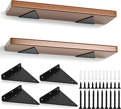 SENENQU 4PCS - 14CM Soportes Para Estanterías Invisible Negro- 3MM de Grosor Soporte Baldas Pared - Soporte Ocultos Escuadras Para Estanterias Para Baño,Estar