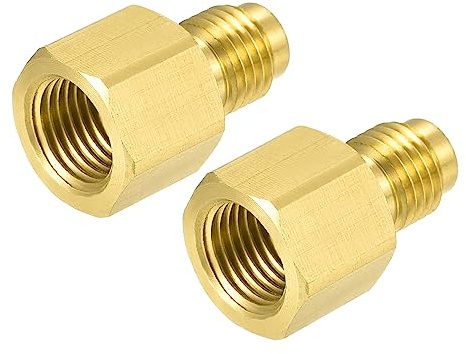 M METERXITY 2 Paquete Latón Tubo Accesorio Reductor Adaptador - Reductor Reductor Acoplamiento, Apretada Conexión, Aplicar a Manguera Tanque, (1/4SAE Macho a G1/4 Hembra, Amarillo)