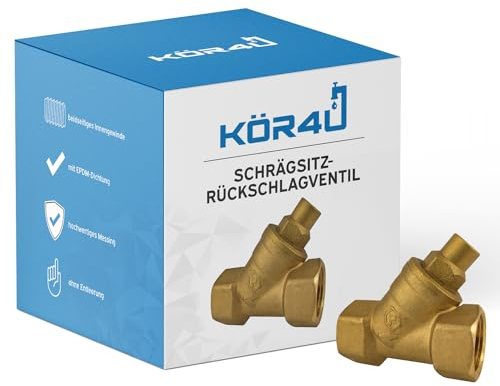 kör4u Schrägsitz-Rückschlagventil 3/4 Zoll, Messing, PN10, mit Innengewinde (3/4)