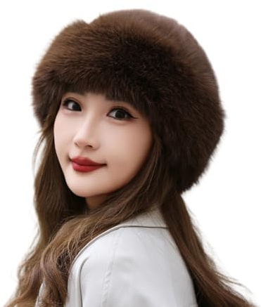 BSYLOO Cappello caldo in pelliccia sintetica ispessita, lussuoso cappello mongolo da donna in finto visone, versatile nuovo berretto invernale per donne e ragazze, Marrone, S/XXL