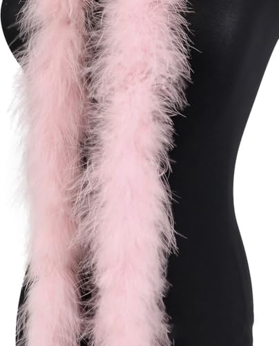 2m 8cm Federboa Truthahnfedern Boa,Flauschige Plüsch-Feder Boa Federstola Federschal Federgirlande für Weihnachtsbaum Hochzeit Basteln Burlesque Karneval Party 20er Jahre Kostüm Deko,ca. 15g Hell-Pink