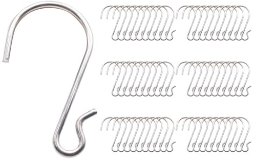 Abiyou 60 Stück S Haken, Edelstahl, S-Förmige Haken, Küchenhaken, S Haken, Funktionale Metallhaken, S-Förmige Multifunktions Haken, für Küche, Garderobe, Badezimmer, Schlafzimmer (Silber)