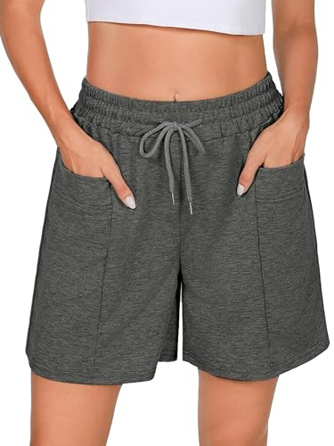 Demegimi Verano Pantalones Cortos de Running para Mujer Pantalones con 2 Bolsillos,Cortos Mujer para Yoga Correr Fitness Ciclista L