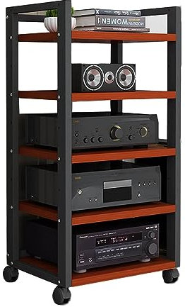 5-stufiger AV-Medienständer, Eck-Eckkomponentenschrank aus Holz, Stereo-Audio-Rack, multifunktionaler Medien-Stereo-Ständer, CD-Player für Zuhause/Büro (Farbe: Stil-2, Größe: 50 x 40 x 100 cm)