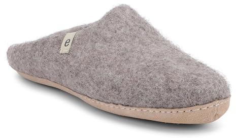 egos Pantoufles pour homme et femme - Chaussons en feutre chauds et confortables pour l'hiver et l'été - Chaussons en feutre faits à la main pour femme en 100 % laine naturelle, Gris naturel, 42 EU