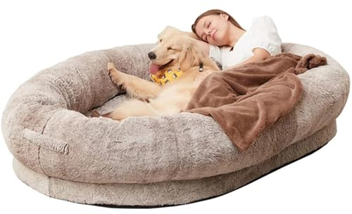 Hundebett Menschliche Größe, Waschbar Katzenbett Hundekorb, Menschen Haustierbett für Sie und Ihr Haustier, Beruhigendes Hundekissen für Extra Große Hunde B,180 * 132 * 30cm