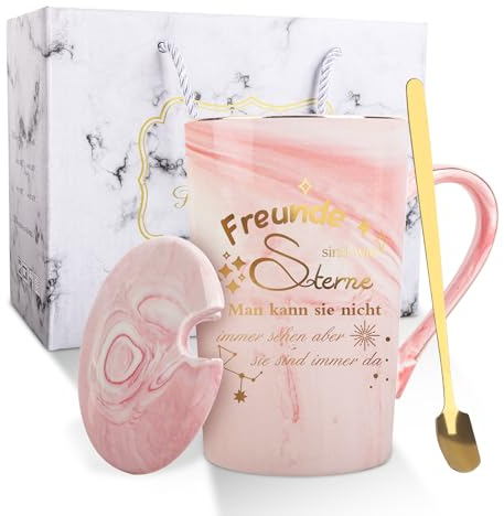 Belillpipi Geschenkbox für Frauen - Tasse mit Löffel, Deckel, Freundschaftsgeschenk zum Geburtstag oder Weihnachten - Rosa