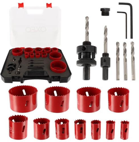 Coffret scie cloches Bi-métal HSS - 17 pièces - Diamètre 20 à 68 mm - Profondeur Coupe 40mm - Perçage métal - bois - PVC