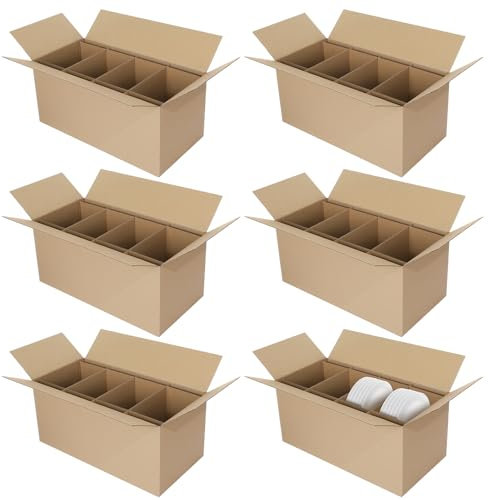 Fuyoooo 6 Sets Dish Packing Boxes for Moving, 24 x 12 x 11 Inches