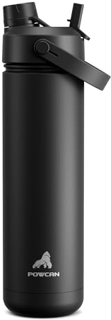 POWCAN Insulated Water Bottle with 2-in-1 Straw and Spout Lid, Keep Cold 24H, Leak-Proof, Fits in Car Cup Holder, Stainless Steel Water Bottle for Sports, School, 769 ml, Dark Knight
