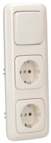 Busch-Jaeger Busch-Duro 2000 SI Set: 2x 20 EUC-212 SCHUKO Steckdose + 1x 2000/6 US Wippschalter-Einsatz + 1x Wippe 2506-212 + 1x 2513-212 Abdeckrahmen 3-fach Cremeweiß