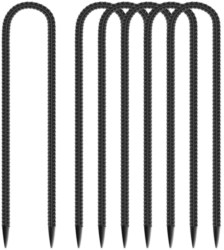 KOOOGEAR Lot de 6 piquets d'ancrage au sol, ancres de sol, piquets de 30 cm avec crochet en U, piquets pour tente, piquets pour trampoline, crochets pour la sécurisation de clôture, trampoline