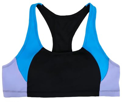 MYLILY Top Bikini Ragazze & Adolescenti | Top Sportivo con Coppe Estraibili | Schiena Racerback con Spalline Larghe | Piscina & Mare | Top Bikini Donna | Oeko-Tex, Vegano | Blu/Lilla, 134/140