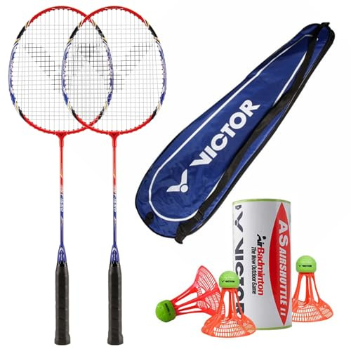 Badminton Set – 2 Badmintonrackets inkl. Hülle & 3er Dose Bälle | Badminton Sets für Garten, Freizeit & Outdoor | Anfänger & Hobbyspieler