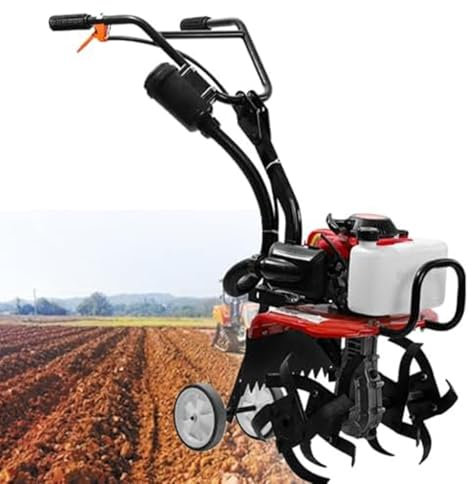 Garden Petrol Tiller Motore con Motore a Benzina 4 Tempi,Motocoltivatore a benzina da 55 cc,4 frese rotanti in avanti in acciaio di alta qualità,10500 giri/min