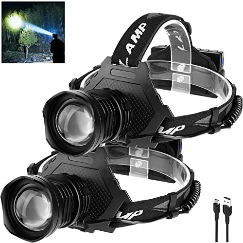Myipyi Rechargeable Headlamp Super Bright, 3000LM Head Lamp with 10 Modes, 90° Adjustable Headlamps for Adults, IPX7 Waterproof High Power Head Light for Fishing Camping
