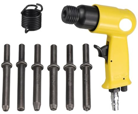 Pneumatic Air Rivet Hammer Professional Handheld Semi-Tubular Rivets/Solid Rivets Round Head Nails Riveter M3 M4 M5 M6(6pcs Full Set)