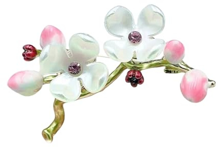 Élégante broche vintage en forme de fleur de prunier avec strass d'inspiration chinoise, accessoire de décoration pour écharpes, broche élégante rose pour tenue formelle, taille unique, Comme décrit